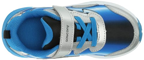 Saucony Flash Alternative Closure 3.0 Sneaker, Black/Blue/Chrome, 13 US Unisex Little Kid