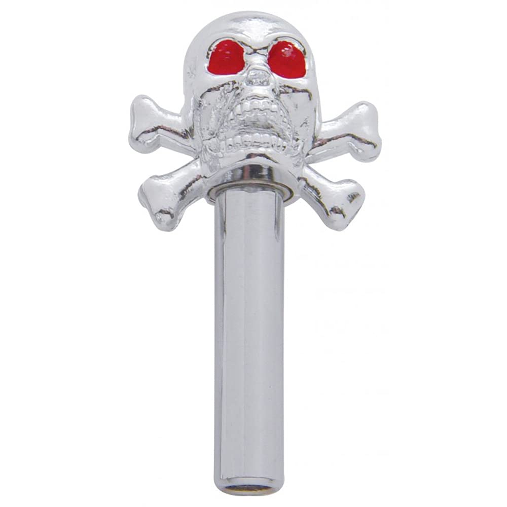 United Pacific 70029 Chrome Skull Door Lock Knobs – Pack of Two