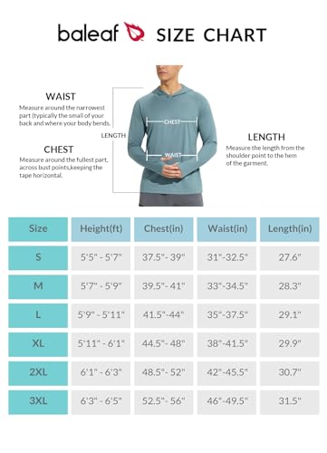 BALEAF Men's Sun Protection Hoodie Shirt UPF 50+ Long Sleeve UV SPF T-Shirts Rash Guard Fishing Swimming Lightweight Vermillion Orange L