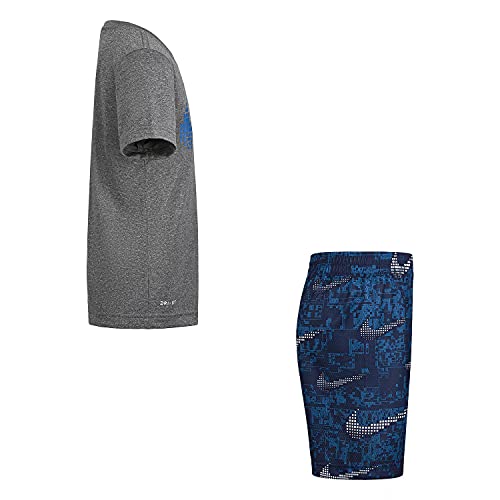 Nike Boy`s Graphic T-Shirt and Shorts 2 Piece Set (Blue Void(86H364-U9J)/Grey, 6, 6_Years)