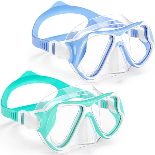 Freela 2 Pack Swim Goggles Kids Swimming Goggles for Kids 6-14 8-12 3-6 4-7 8-14 with Nose Cover Anti Fog 180° Clear View Water Pool Goggles Mask Childrens Boys Girls Toddler Youth 4 5 6 7 8 9 Years