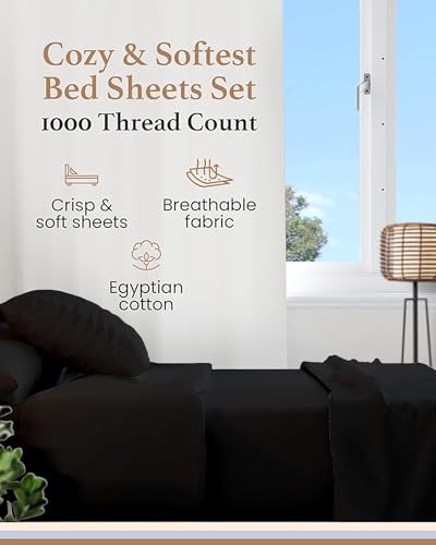 4 Pc Sage California King Sheet Sets, 1000 TC Egyptian Cotton Cal King Sheet Set for California King Bed Set,16 Inch Deep Pocket Cal King Bed Sheets - 1 Fitted Sheet,1 Flat Sheet & 2 Pillow Case