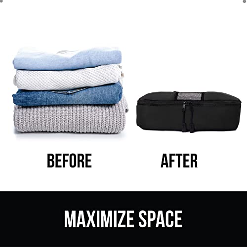 Gorilla Grip 3 Piece Packing Cubes Set, Space Saving Organizers for Suitcases and Luggage, Mesh Window Bags, Travel Essentials for Carry On Clothes, Shoes, Toiletry Accessories Cube with Zipper, Black