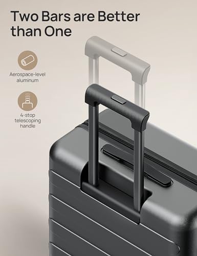 NINETYGO Hardside Expandable Luggage Sets 2 Piece, Carry On Luggage Airline Approved, 28 Inch Luggage with Double Spinner Wheels, Hardshell PC, TSA Lock, 20in/28in (Black, Rhine Max)