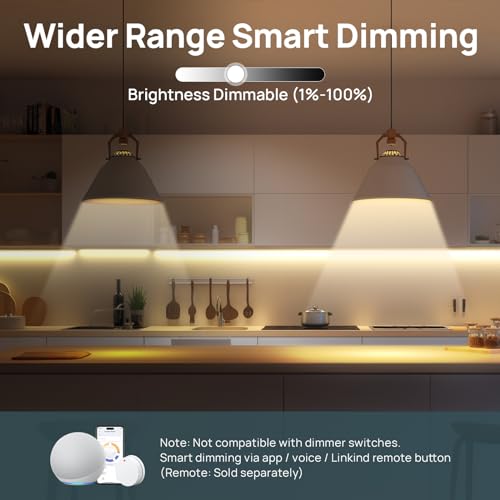 Linkind Matter Smart Bulb, Soft White to Daylight Tunable Smart Light Bulbs, Alexa Light Bulbs, Work with Apple Home, Alexa, Google Home, 2.4GHz Wi-Fi LED, A19 E26, 800LM, 60W (2-Pack)