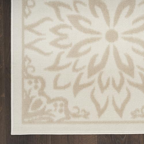 Nourison Jubilant Floral Ivory/Light Blue 7'10'' x 9'10'' Area-Rug, Easy-Cleaning, Non Shedding, Bed Room, Living Room, Dining Room, Kitchen (8x10)