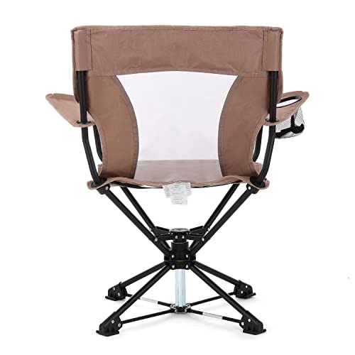 ARROWHEAD OUTDOOR 360° Degree Swivel Hunting Chair w/Armrests, Perfect for Blinds, No Sink Feet, Supports up to 450lbs, Carrying Case, Steel Frame, Fishing, High-Grade 600D Canvas, USA-Based Support,