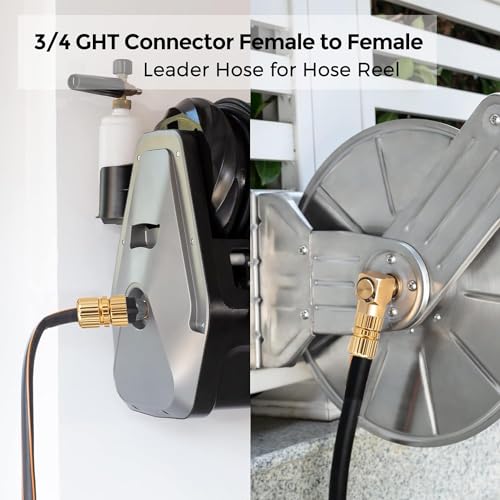 Giraffe Hybrid Garden Hose 5/8" x 100ft, Brass Male and Female Fittings with Shut off Valve, Flexible, Heavy Duty, Leakproof Water Hose