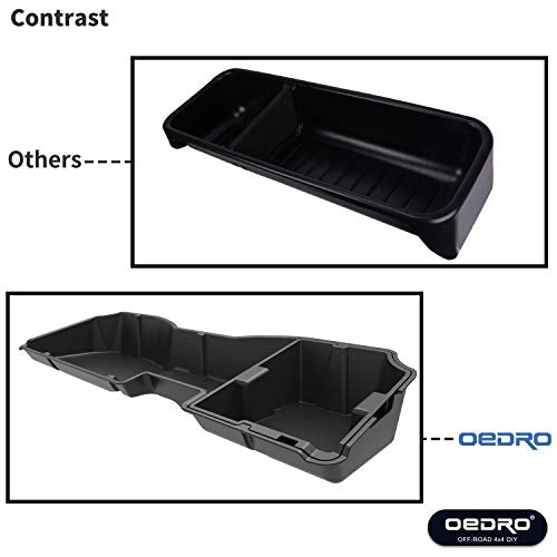 oEdRo Upgraded Rear Under Seat Storage Box Compatible with 2014-2018 Chevrolet Silverado/GMC Sierra 1500, 2015-2019 Silverado/Sierra 2500HD 3500 HD Crew Cab - Unique Black 2-in-1 Underseat Organizer