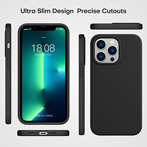 CellEver Heavy-Duty Silicone Case for iPhone 13 Pro Max - Two Shatterproof Glass Screen Protectors, Military Drop Protection, Scratch-Free Interior, Black