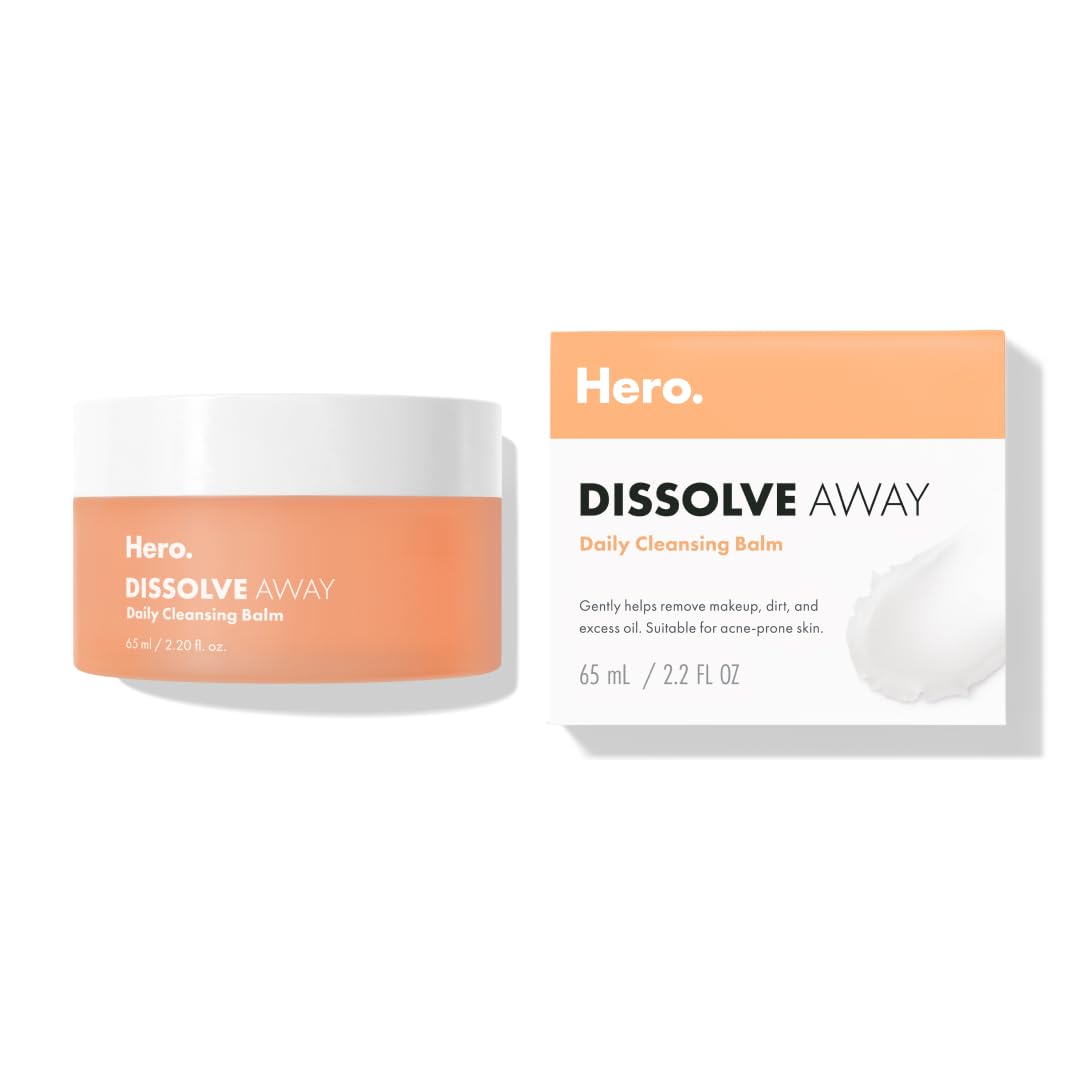 HERO COSMETICS Dissolve Away Daily Cleansing Balm - Helps Remove Makeup and Grime - Won’t Clog Pores - Suitable for Sensitive and Acne-Prone Skin (2.2 fl oz)