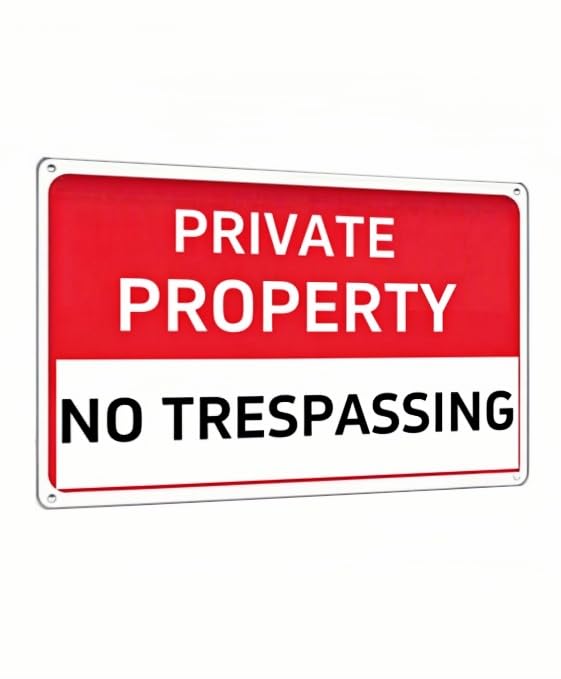 Carastora Private Property No Trespassing Sign – Rust-Free Aluminum Sign, Reflective, Waterproof, and Weather-Resistant Design, Suitable for Home, Garden, Yard, Residential, Business, Farm, and Public Areas – 8x12 Inches