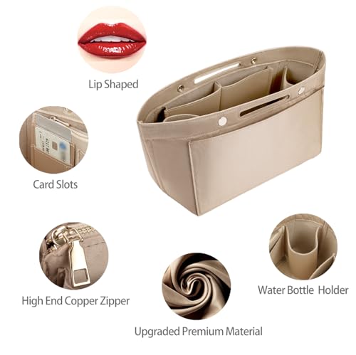 ZTUJO Purse Organizer Insert For Handbag & Tote Shaper,Tote Bag Organizer Insert For Speedy Neverful, 6 Sizes(Small, Silky Beige)