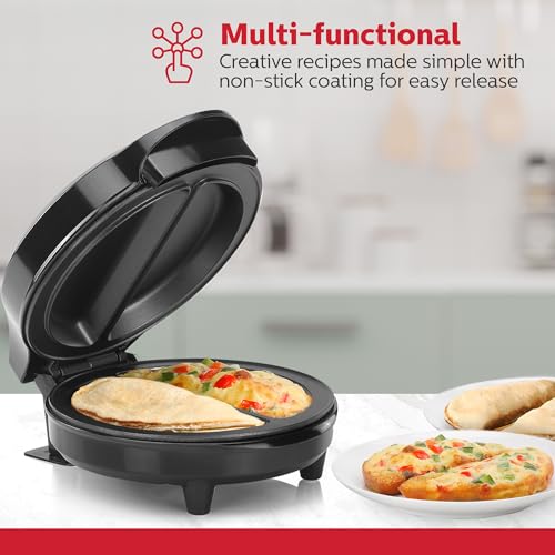 Holstein Housewares - Non-Stick Omelet & Frittata Maker, Stainless Steel - Makes 2 Individual Portions Quick & Easy (2 Section, Black)
