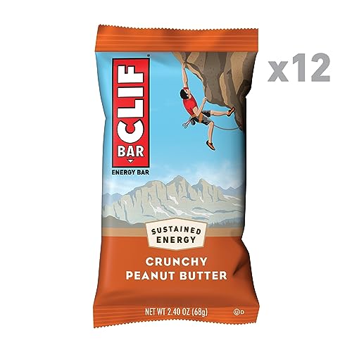 CLIF BAR - Crunchy Peanut Butter - Made with Organic Oats - 11g Protein - Non-GMO - Plant Based - Energy Bars - 2.4 oz. (12 Pack)