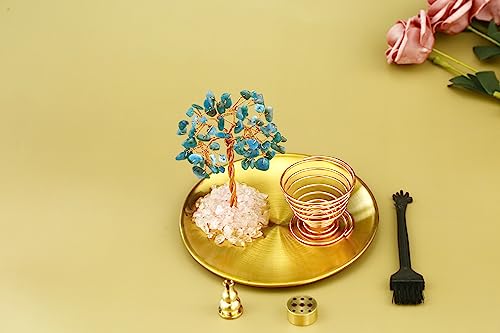 Dreamgirnh Palo Santo Incense Holder, Healing Crystal Tree Incense Burner, Sage Holder for Burning Incense Sticks/Coil/Cones, Smudge Bowl Ash Catcher for Meditation Yoga Spiritual Room Home Zen Decor