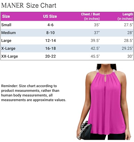 MANER Women's Tank Top Casual Halter Top Summer Flowy Cami Loose Fit Sleeveless Shirts (Large, Pink)