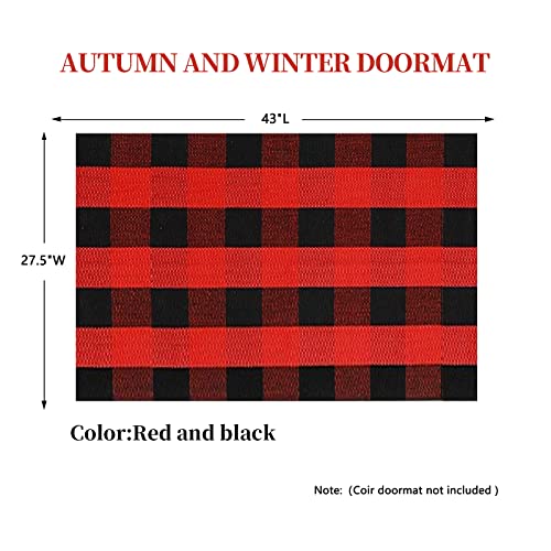 SEEKSEE Cotton Buffalo Plaid Rug 2'x3' Black and White Checked Rug Washable Doormats Indoor Outdoor Rugs for Layered Front Door Mats, Porch, Kitchen, Farmhouse, Entryway