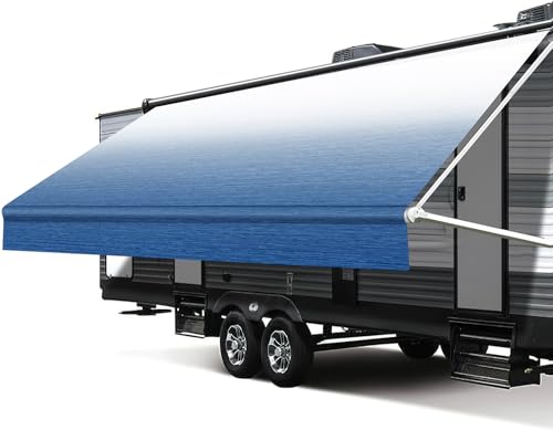 Xenjum RV Awning Fabric Replacement, 18.5oz Heavy-Duty Weatherproof Vinyl Camper Awning Replacement Universal Outdoor Canopy for RV, Motorhome, and Trailer Awnings (Gray Fade, 19'(Fabric 18'2"))