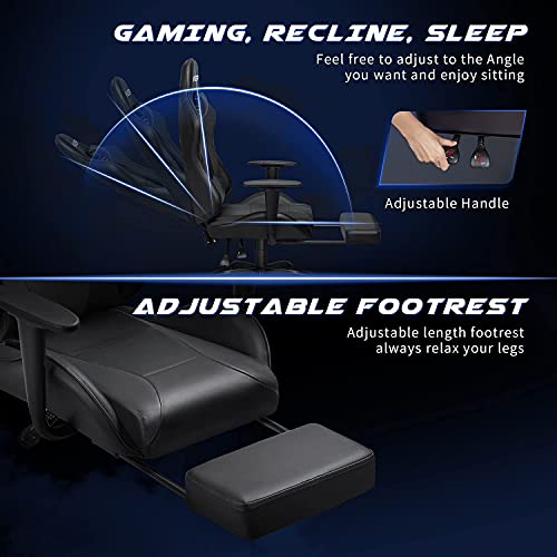 Homall Gaming Chair Massage Computer Office Chair Ergonomic Desk Chair with Footrest Racing Executive Swivel Chair Adjustable Rolling Task Chair (Black)