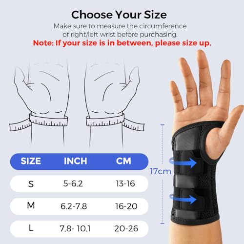 FREETOO Wrist Brace for Carpal Tunnel,[New Upgrade-Anatomically shaped] Adjustable Wrist Support Splint for Men and Women,Hand Brace for Pain Relief, Tendinitis,Arthritis,Left Hand,Small