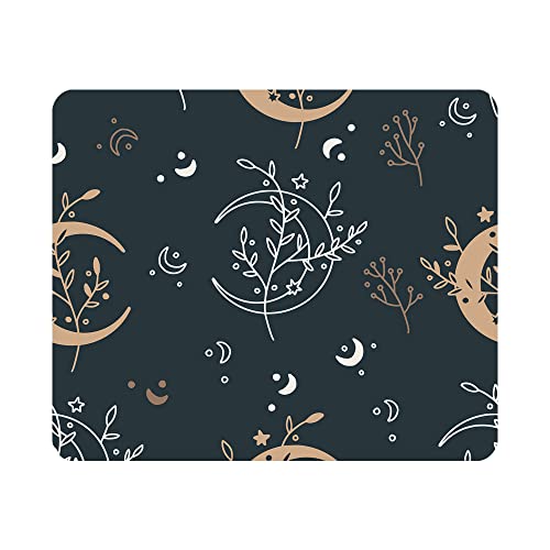 Nicokee Boho Moon Branch Gaming Mousepad Star Leaf Beauty Mouse Pad Mouse Mat for Computer Desk Laptop Office 9.5 X 7.9 Inch Non-Slip Rubber