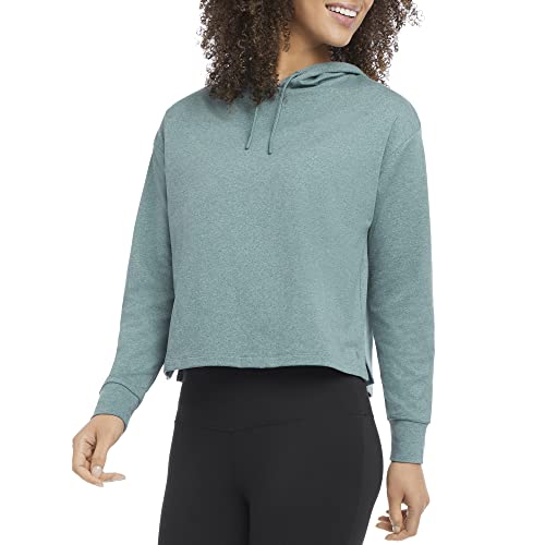 Danskin Women's Sustainable Soft Cropped Hoodie, Granite Green Space Dye, Small