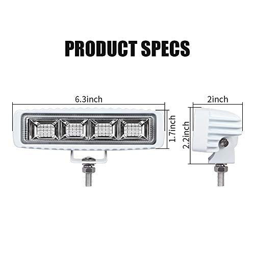 EXZEIT Waterproof Led Boat Lights, Blue Light,2 pc 72W Deck/Dock Marine Lights 4000 LMS 120°Flood Light, 6.3 inch, 12/24 V Led Light Bar (blue light)