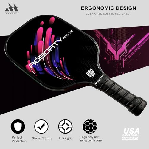 AOBORTY Pickleball Paddles 4 Pack - USAPA Light Graphite Premium Rackets Fiber Face & Polymer Honeycomb Core Pickleball Set with 6 Outdoor Indoor Balls Including Portable Carry Bag