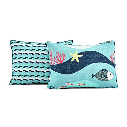 Lush Decor Sealife 2-Piece Quilt Set, Twin, Blue