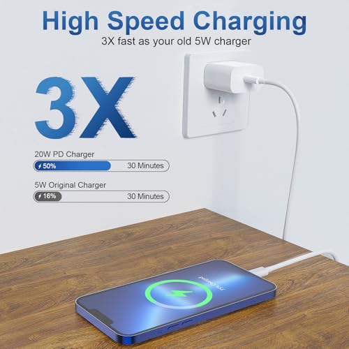 iPhone Charger Fast Charging 2 Pack Type C Wall Charger Block with 2 Pack [6FT&10FT] Long USB C to Lightning Cable for iPhone 14/13/12/12 Pro Max/11/Xs Max/XR/X,AirPods Pro