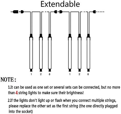 Purtuemy Christmas Lights Outdoor, Meteor Shower Lights 12 inch 8 Tubes LED Snow Falling Lights Icicle Cascading String Lights for Christmas Decoration Tree Garden Wedding Party Holiday, White