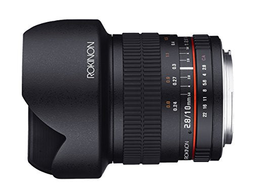 Rokinon 10mm F2.8 ED AS NCS CS Ultra Wide Angle Lens Canon EF-S Type for Canon Digital SLR Cameras (10M-C), Black