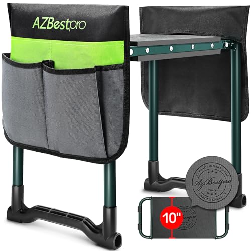 Garden Kneeler and Seat Heavy Duty, Foldable Gardening Stool - 2024 Upgraded Widened to 10" Stable Wear-Resistant Prevent Knee and Back Pain, Beautiful Logo high-end 2 Large Tool Bags Gift for Men