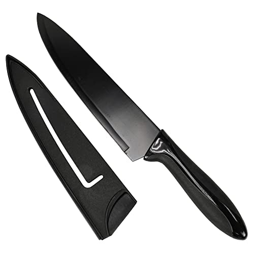 Chef Craft Premium Chef Knife with Sheath, 8 inch blade 13.5 inches in length, Black