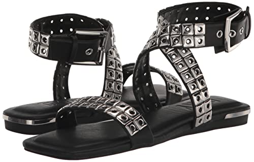 DKNY Women's Studded Buckle Flat Sandal Heeled, 10