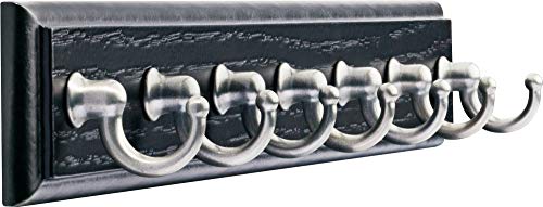 Franklin Brass Key Tidy (1-Pack) Black Key Holder 14" Wall Mount Key Rack 7 Key Hooks for Wall, Hallway, Entry Small Keychain Rail Organizer FBKEYT7-BSE-R