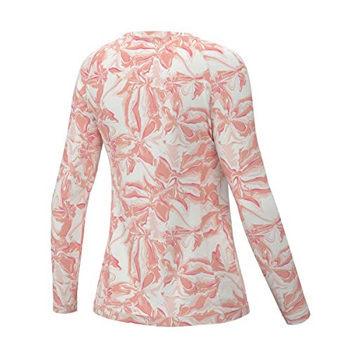 HUK Standard Pursuit Pattern Long Sleeve, Fishing Shirt for Women, Brackish Flow-Coral Reef, Small