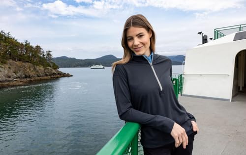 Cutter & Buck Daybreak Eco Recycled Womens Half Zip Hoodie, Black