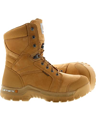 Carhartt Men's 8" Rugged Flex Insulated Waterproof Breathable Soft Toe Work Boot CMF8058, Wheat NuBuck, 11 M US