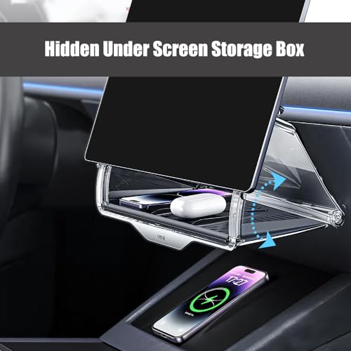 CLOUDMALL for Tesla Model 3/Y Under Screen Storage, Behind Screen Hideen Privacy Storage for 2016-2024 Model 3 Model Y, Extra Storage for Model 3 Model Y, Tesla Interior Accessory