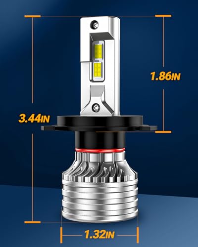 SEALIGHT X4I H4 Fog Bulbs, 9003 HB2 Powersports Bulbs with Adjustable Lock Ring, 34000 LM, Cooling Fan, Plug and Play, Fog Light, Pack of 2