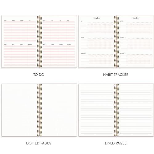 Burde Planner 2024 | Daily & Weekly Planner | Life Planner Pink Horizontal | 18 December 2023-5 January 2025 | Hardcover & Spiralbound A5 Format | Monthly & Yearly Overview | Stickers Included