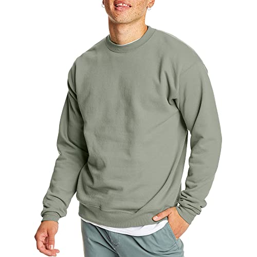 Hanes Men's Ecosmart Fleece Sweatshirt, Cotton-blend Pullover, Crewneck For Men, 1 Or 2 Pack, Stonewashed Green - 1 Pack, Large US