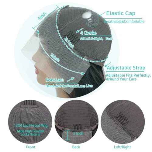 ABSFWIW 18Inch Deep Wave Lace Front Wigs Human Hair-13x4 HD Transparent Deep Wave Frontal Wigs Glueless Curly Wigs for Women 180% Density Curly Lace Front Wigs Human Hair Pre Plucked with Baby Hair