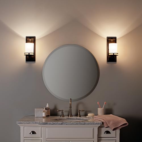 Kichler Hendrik 12" 1 Light Wall Sconce with Light Umber Etched Glass Olde Bronze®, 5.25"