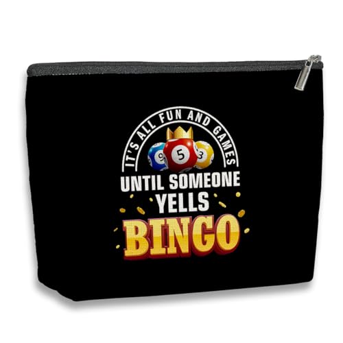 kdxpbpz Bingo Lover Gift for Women Funny Bingo Player Gift Bingo Gambler Cosmetic Case Makeup Bag Casino Lover Gift Gambler Birthday Gift Bingo Gambling Travel Bag Lucky Bingo Game Gift (Black)