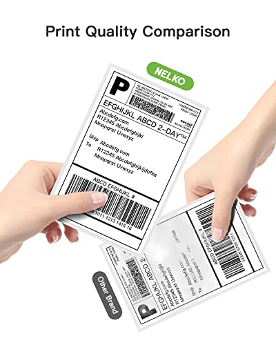 Nelko Genuine 4x6 Direct Thermal Shipping Label (Pack of 500 Fan-Fold Labels), Nelko 4x6 Thermal Labels for Nelko PL70E Shipping Label Printer, Perforated and Strong Adhesive, Commercial Grade