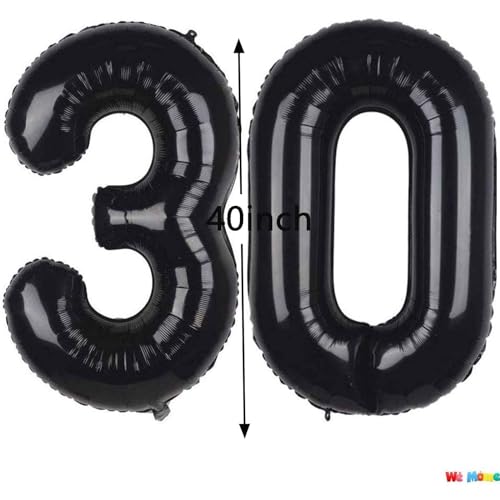 We Moment Roll over image to zoom in 40 Inch Black Number 30 Balloons Mylar Foil Balloon for 30th Birthday Anniversary Decorations