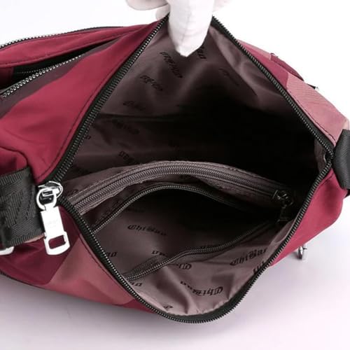 Street Smart Crossbody Bag, Triple Zip Anti Theft Bag, Large-capacity Oxford Cloth Crossbody Bag for Women (Red)